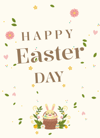 復活節柔和色調小兔子花朵卡片-背面-明信片設計-Design Easy