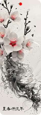 中國風文雅氣質水墨畫書籤-背面-卡片設計-Design Easy