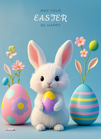 菜蛋兔子復活節主題-正面-明信片設計-Design Easy