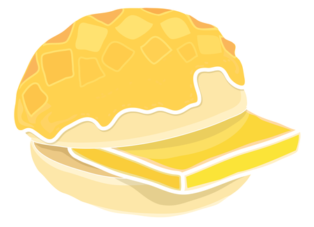 菠蘿油簡約形態表現明信片-正面-明信片設計-Design Easy