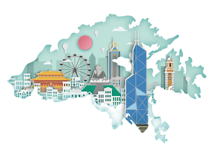 香港地標建築地圖-正面-明信片設計-Design Easy