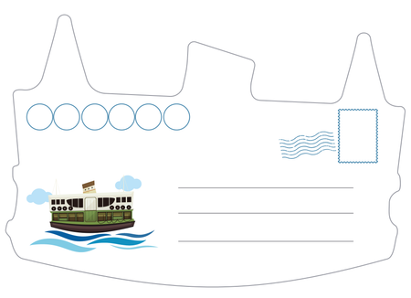 卡通風格渡輪明信片-背面-明信片設計-Design Easy