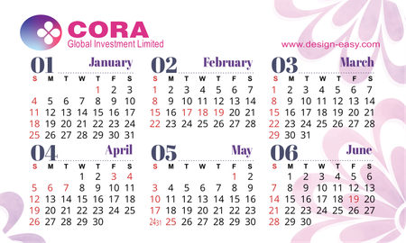 2026年曆卡 圓角 粉色花紋底 calendar card 90mm x 54mm-正面-年曆卡設計-Design Easy