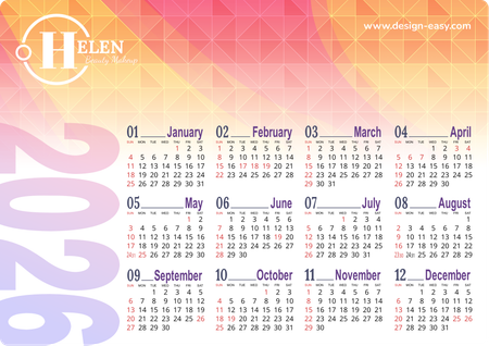 2025年曆卡 梅紅橙色漸變 calendar card-正面-年曆卡設計-Design Easy