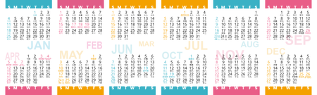 年曆咭 2026 對折 白底藍梅紅黃裝飾  180mm x 54mm calendar card-正面-年曆卡設計-Design Easy