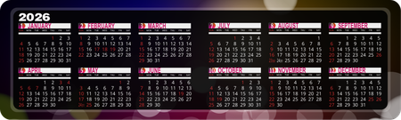 2026年曆卡 折卡 黑色彌紅紫  180mm x 54mm calendar card-正面-年曆卡設計-Design Easy