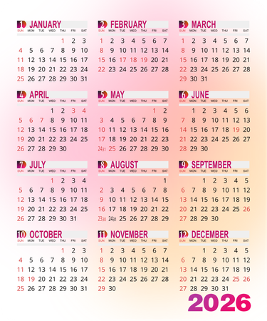 2026年曆小卡 粉橙淡雅漸變 calendar card-正面-年曆卡設計-Design Easy