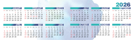 2026年曆卡 摺卡 藍色水墨帶二維碼  180mm x 54mm calendar card-正面-年曆卡設計-Design Easy