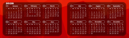 2026年曆卡 摺叠咭 紅色美食誘惑  180mm x 54mm calendar card-正面-年曆卡設計-Design Easy