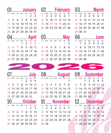 2026日曆卡 粉色花紋底圖 calendar card-正面-年曆卡設計-Design Easy