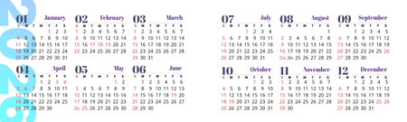 2026年曆咭 對摺咭 藍色漸變點狀底紋  180mm x 54mm calendar card-正面-年曆卡設計-Design Easy