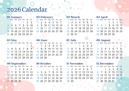 2026年曆卡 彩色對角裝飾 calendar card-正面-年曆卡設計-Design Easy