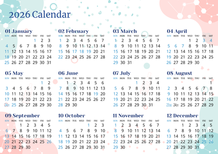 2026年曆宣傳卡 彩色對角裝飾 calendar card A5 size 210x148mm-正面-年曆卡設計-Design Easy