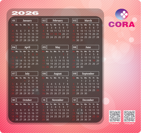 2026年曆卡設計 粉色漸變圓點光 calendar card-正面-年曆卡設計-Design Easy