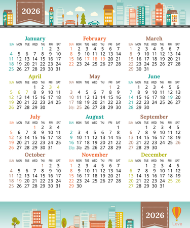 香港2026年曆卡 綠色插圖裝飾 calendar card-正面-年曆卡設計-Design Easy