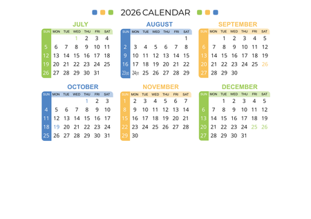 2026年曆咭片 白底藍黃綠裝飾 calendar card A5 size 210x148mm-背面-年曆卡設計-Design Easy