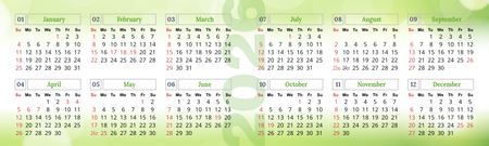 2026年曆卡 摺咭 綠色潤色加花紋背景  180mm x 54mm calendar card-正面-年曆卡設計-Design Easy