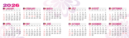 2026年曆卡 摺叠卡 紅色條紋漸變花紋底  180mm x 54mm calendar card-正面-年曆卡設計-Design Easy