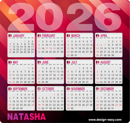 2026年曆卡定製 紅色條紋 calendar card-正面-年曆卡設計-Design Easy