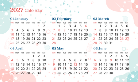 2027年曆咭 彩色對角裝飾 calendar card-正面-年曆卡設計-Design Easy