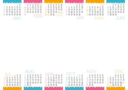 2027年曆咭製作 白底藍梅紅黃裝飾 calendar card-正面-年曆卡設計-Design Easy
