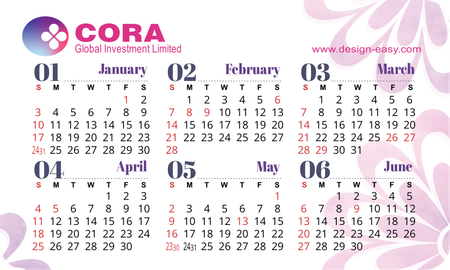 2027年曆卡 圓角 粉色花紋底 calendar card 90mm x 54mm-正面-年曆卡設計-Design Easy
