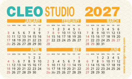 2027年曆卡 年曆咭片 圓角 黃色祥雲底紋 calendar cards-正面-年曆卡設計-Design Easy