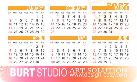 2027年曆卡 圓角 粉橙漸變 calendar card 90mm x 54mm-正面-年曆卡設計-Design Easy