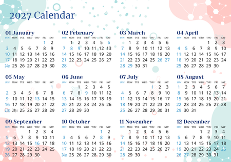 2027年曆宣傳卡 彩色對角裝飾 calendar card A5 size 210x148mm-正面-年曆卡設計-Design Easy