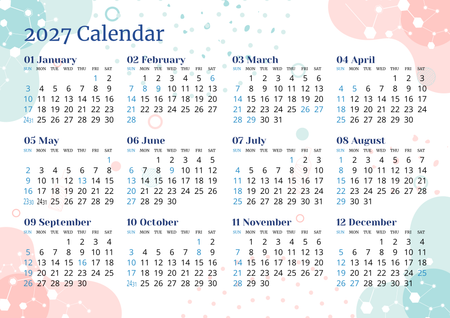 2027年曆卡 彩色對角裝飾 calendar card-正面-年曆卡設計-Design Easy