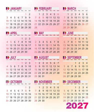 2027年曆小卡 粉橙淡雅漸變 calendar card-正面-年曆卡設計-Design Easy