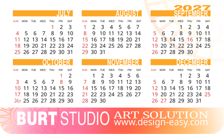 2027年曆卡 圓角 粉橙漸變 calendar card 90mm x 54mm-背面-年曆卡設計-Design Easy