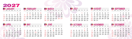 2027年曆卡 摺叠卡 紅色條紋漸變花紋底  180mm x 54mm calendar card-正面-年曆卡設計-Design Easy