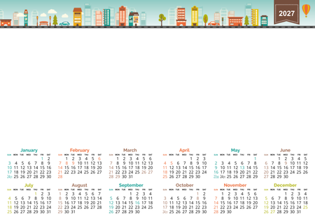2027年香港年曆咭 綠色插圖裝飾 calendar card-正面-年曆卡設計-Design Easy
