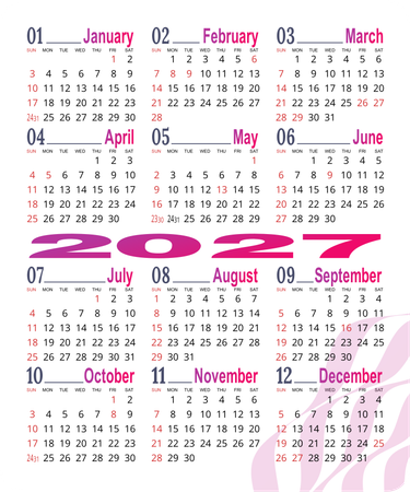 2027日曆卡 粉色花紋底圖 calendar card-正面-年曆卡設計-Design Easy