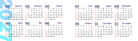 2027年曆咭 對摺咭 藍色漸變點狀底紋  180mm x 54mm calendar card-正面-年曆卡設計-Design Easy