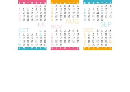 自製2027年曆卡 白底藍梅紅黃裝飾 calendar card A5 size 210x148mm-背面-年曆卡設計-Design Easy