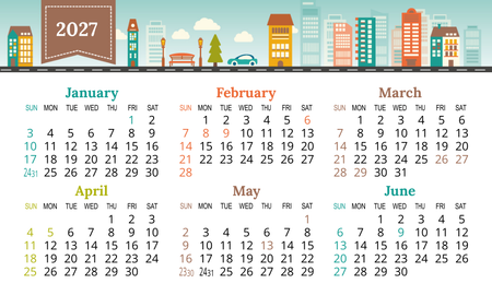 年曆卡2027香港 綠色插圖裝飾 calendar card-正面-年曆卡設計-Design Easy