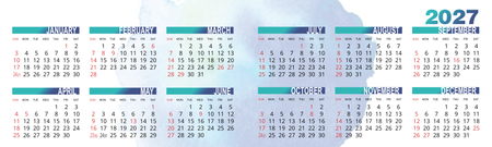 2027年曆卡 摺卡 藍色水墨帶二維碼  180mm x 54mm calendar card-正面-年曆卡設計-Design Easy