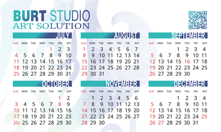 2027年曆咭 圓角 帶二維碼 藍綠漸變 calendar card-背面-年曆卡設計-Design Easy