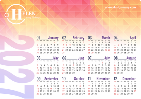 2027年曆卡 梅紅橙色漸變 calendar card-正面-年曆卡設計-Design Easy