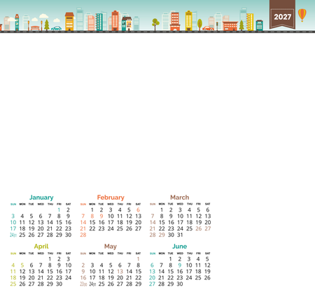 香港2027年年曆咭 綠色插圖裝飾 calendar card-正面-年曆卡設計-Design Easy