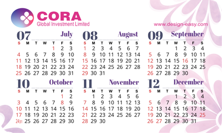 2027年曆卡 圓角 粉色花紋底 calendar card 90mm x 54mm-背面-年曆卡設計-Design Easy