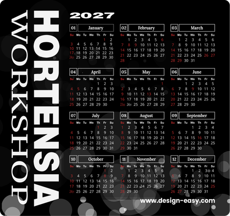 2027年曆卡印刷 黑色莊嚴圓點光 calendar card-正面-年曆卡設計-Design Easy