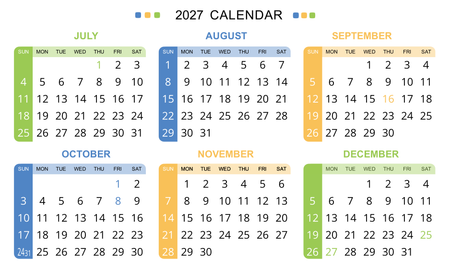 2027年年曆卡 白底藍黃綠裝飾 calendar card 90mm x 54mm-背面-年曆卡設計-Design Easy