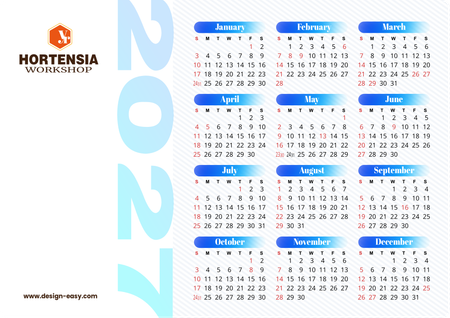 2027年曆卡 白底藍色裝飾 calendar card-正面-年曆卡設計-Design Easy