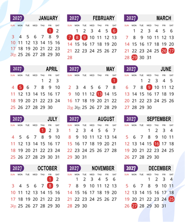 2027年曆卡 藍色線條漸變 calendar card-正面-年曆卡設計-Design Easy