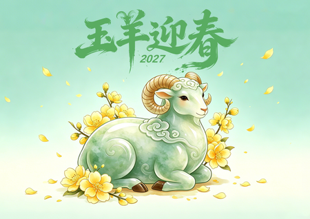 玉羊迎春 中國傳統文化日曆模板，清新色彩搭配可愛元素 -背面-年曆卡設計-Design Easy