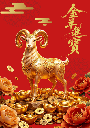 中國新年主題日曆模板，紅金配色融合吉祥元素 -背面-年曆卡設計-Design Easy