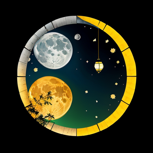 Create a Mid-Autumn Festival window sticker image with a animated style that includes moon, rabbit and lantern elements. Precise details, no words.